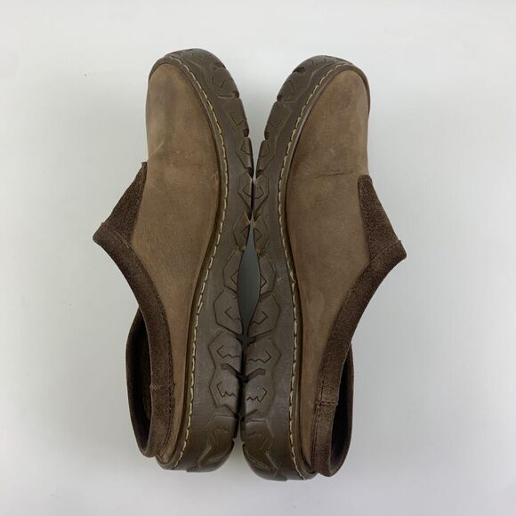LL Bean Brown Leather Mule Slip On Round Toe Vintage Lug Sole Clog Womens 9 M - Picture 8 of 10